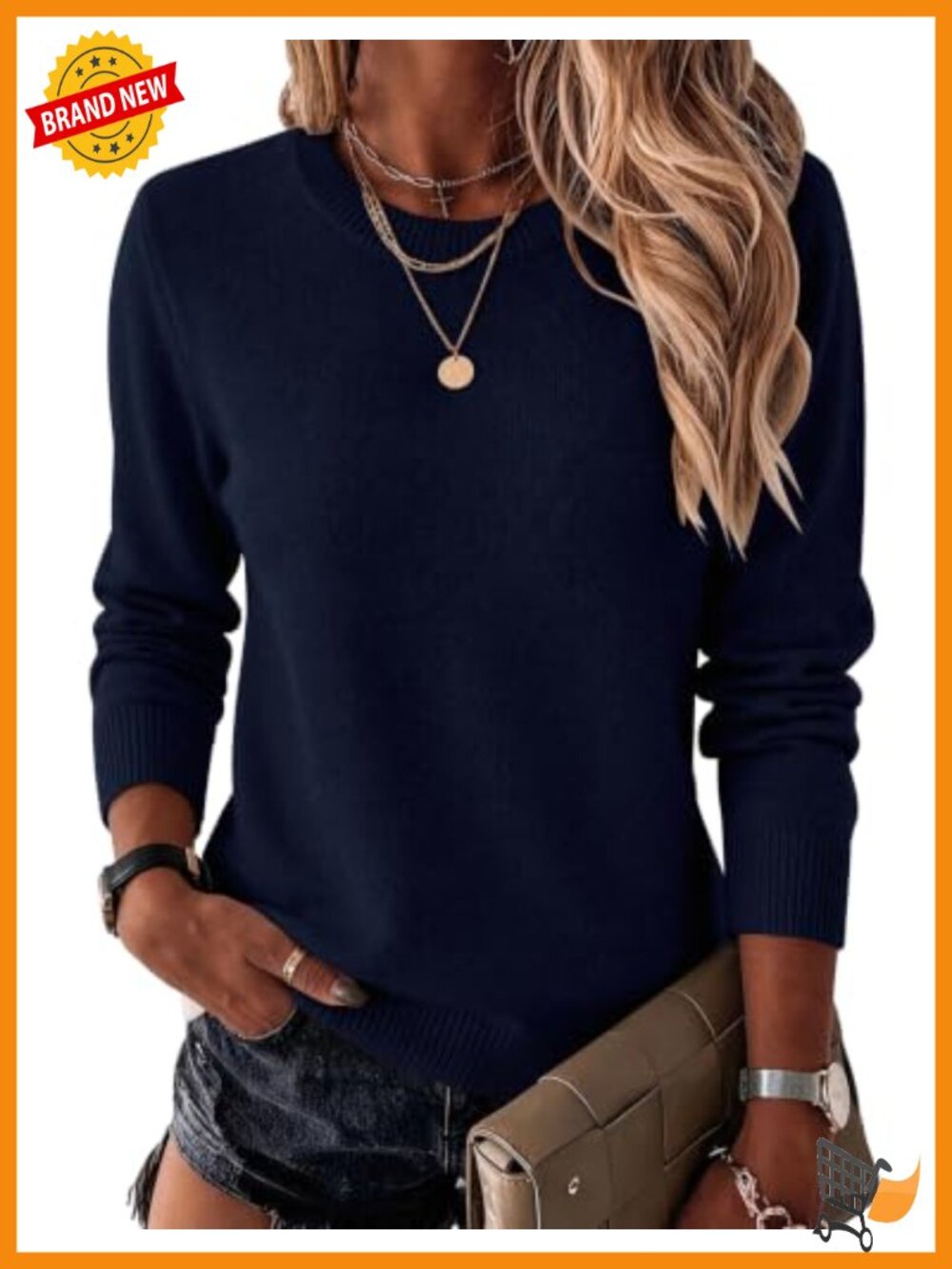 Wool Blend Crewneck Long Sleeve Pullover Sweater